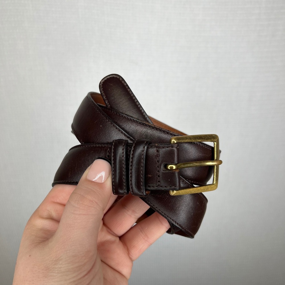 Trafalgar Men's Dark Brown‎ Leather Belt Brass Buckle Size 38